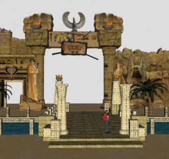 现代公园特色景观大门SU模型下载_sketchup草图大师SKP模型