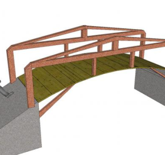 木桥外观SU模型下载_sketchup草图大师SKP模型