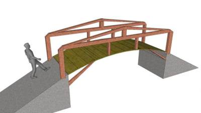 木桥外观SU模型下载_sketchup草图大师SKP模型