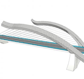 现代斜拉桥公路桥SU模型下载_sketchup草图大师SKP模型