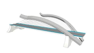 现代斜拉桥公路桥SU模型下载_sketchup草图大师SKP模型