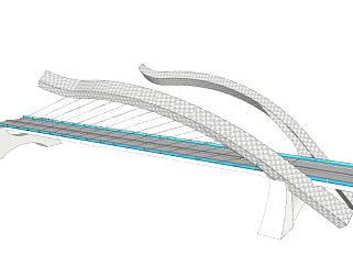 现代斜拉桥公路桥SU模型下载_sketchup草图大师SKP模型