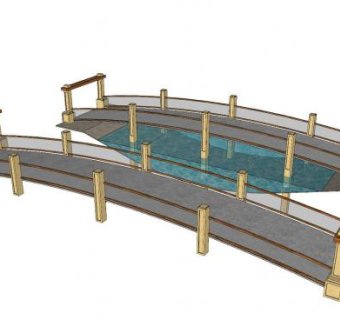 现代景观拱桥外观SU模型下载_sketchup草图大师SKP模型