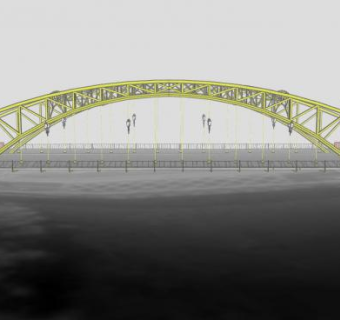 现代桁架铁艺大桥SU模型下载_sketchup草图大师SKP模型