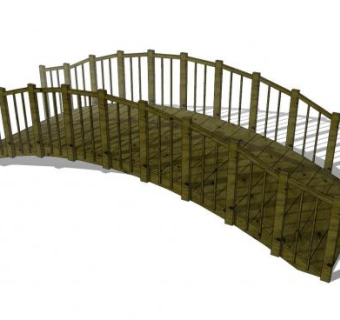 复古实木拱桥SU模型下载_sketchup草图大师SKP模型