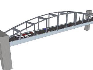 现代系杆拱桥大桥SU模型下载_sketchup草图大师SKP模型
