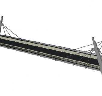 现代跨河公路桥梁SU模型下载_sketchup草图大师SKP模型