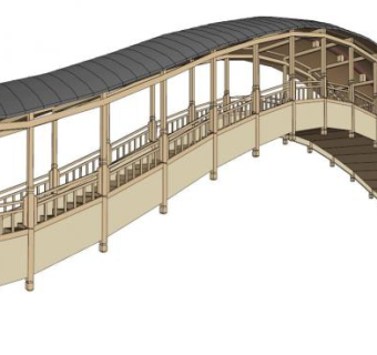 仿古廊桥su模型下载_sketchup草图大师SKP模型