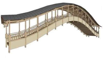 仿古廊桥su模型下载_sketchup草图大师SKP模型