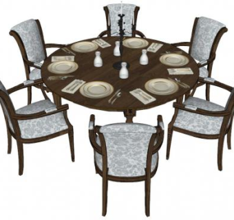 餐饮空间圆桌su模型下载_sketchup草图大师SKP模型