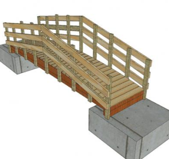 木板桥外观SU模型下载_sketchup草图大师SKP模型