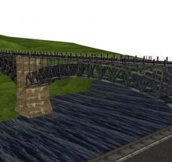 现代钢结构铁路桥SU模型下载_sketchup草图大师SKP模型