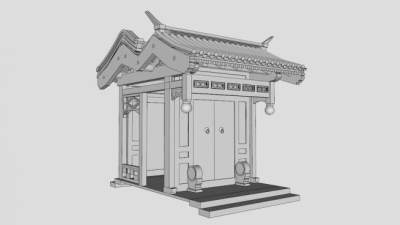 古典中式宅院大门su模型下载_sketchup草图大师SKP模型