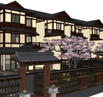 日式篱笆素材su模型下载_sketchup草图大师SKP模型