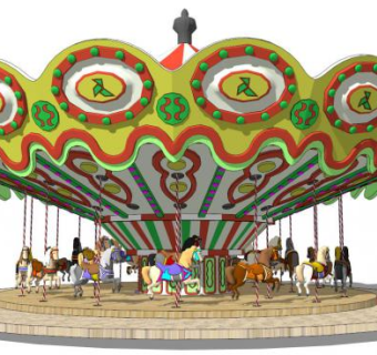小型旋转木马su模型下载_sketchup草图大师SKP模型