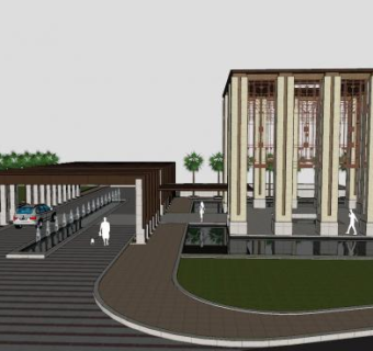现代公路廊架SU模型下载_sketchup草图大师SKP模型