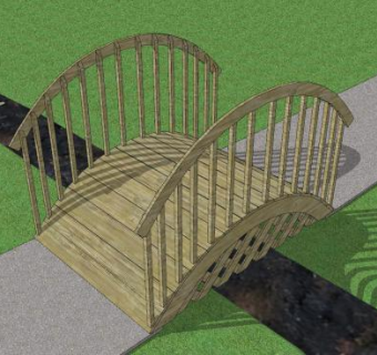现代花园木拱桥SU模型下载_sketchup草图大师SKP模型