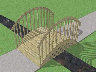 现代花园木拱桥SU模型下载_sketchup草图大师SKP模型