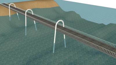 现代跨河高架桥SU模型下载_sketchup草图大师SKP模型