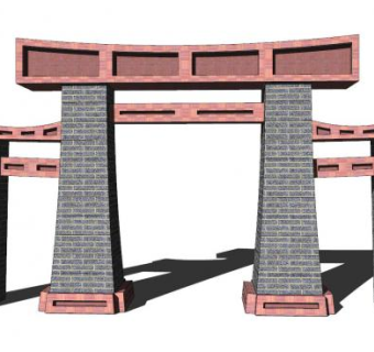 现代牌坊石门SU模型下载_sketchup草图大师SKP模型