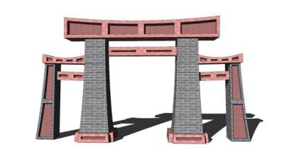 现代牌坊石门SU模型下载_sketchup草图大师SKP模型