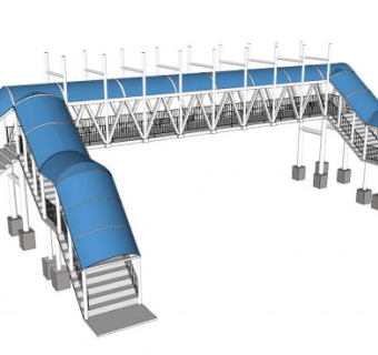 现代桥廊人行天桥SU模型下载_sketchup草图大师SKP模型