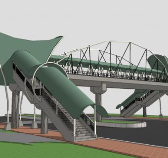 现代公路人行天桥SU模型下载_sketchup草图大师SKP模型