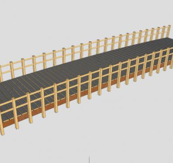 现代实木梁桥SU模型下载_sketchup草图大师SKP模型