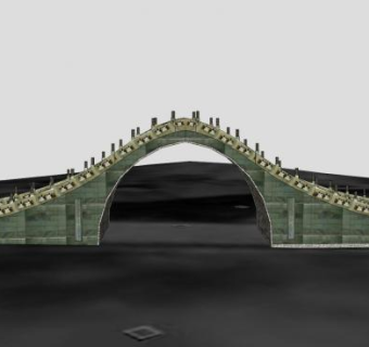 现代护栏石拱桥SU模型下载_sketchup草图大师SKP模型