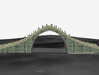 现代护栏石拱桥SU模型下载_sketchup草图大师SKP模型