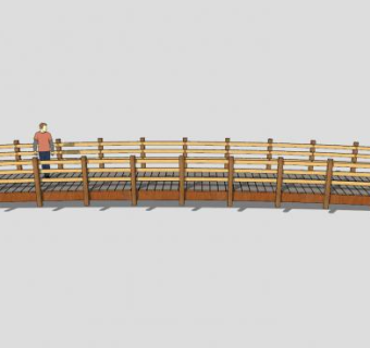 现代木板大桥SU模型下载_sketchup草图大师SKP模型