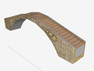 现代石拱桥外观SU模型下载_sketchup草图大师SKP模型