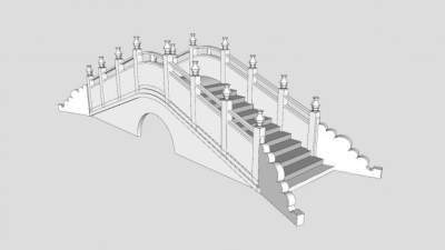 现代仿古石拱桥SU模型下载_sketchup草图大师SKP模型