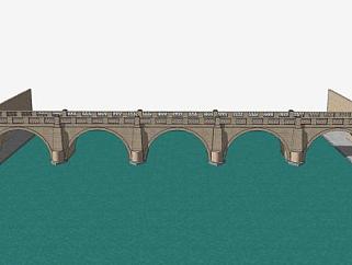 现代河道石拱桥SU模型下载_sketchup草图大师SKP模型