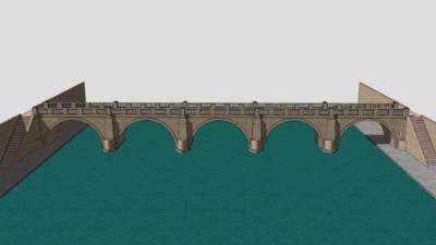 现代河道石拱桥SU模型下载_sketchup草图大师SKP模型