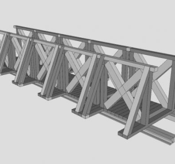 现代铁艺护栏大桥SU模型下载_sketchup草图大师SKP模型