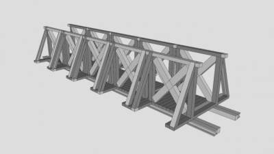 现代铁艺护栏大桥SU模型下载_sketchup草图大师SKP模型