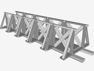 现代铁艺护栏大桥SU模型下载_sketchup草图大师SKP模型