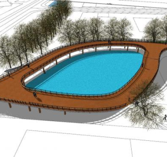 现代公园人行天桥SU模型下载_sketchup草图大师SKP模型