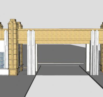 欧式古典园林大门SU模型下载_sketchup草图大师SKP模型