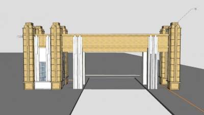 欧式古典园林大门SU模型下载_sketchup草图大师SKP模型