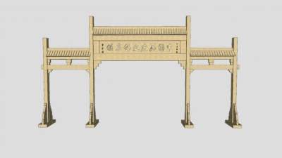 中式明镇牌坊大门SU模型下载_sketchup草图大师SKP模型