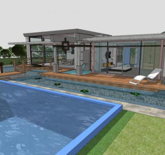 现代大别墅设计带室内外SU模型下载_sketchup草图大师SKP模型