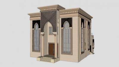 欧式现代别墅建筑住宅SU模型下载_sketchup草图大师SKP模型