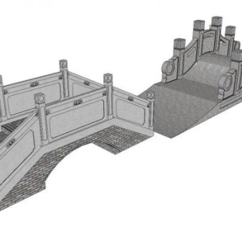 中式简约桥su模型下载_sketchup草图大师SKP模型