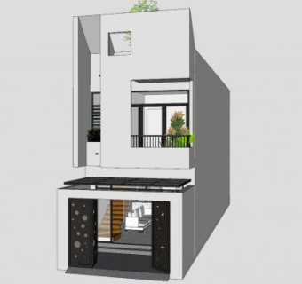 现代小型独栋别墅建筑SU模型下载_sketchup草图大师SKP模型