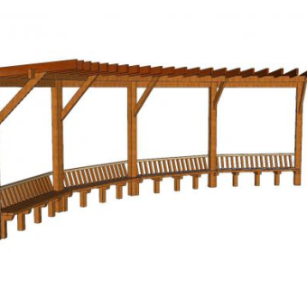 现代休闲廊架廊道SU模型下载_sketchup草图大师SKP模型