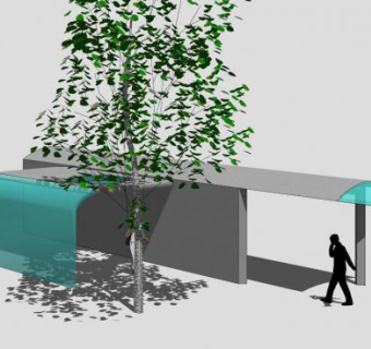 现代亭子廊道SU模型下载_sketchup草图大师SKP模型