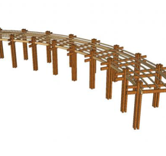 现代木架廊架SU模型下载_sketchup草图大师SKP模型