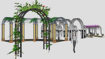 欧式铁艺拱形花架su模型下载_sketchup草图大师SKP模型